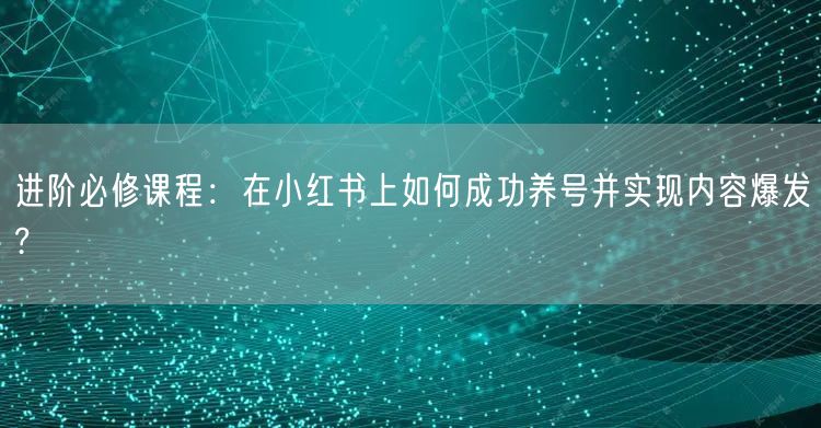 进阶必修课程：在小红书上如何成功养号并实现内容爆发?